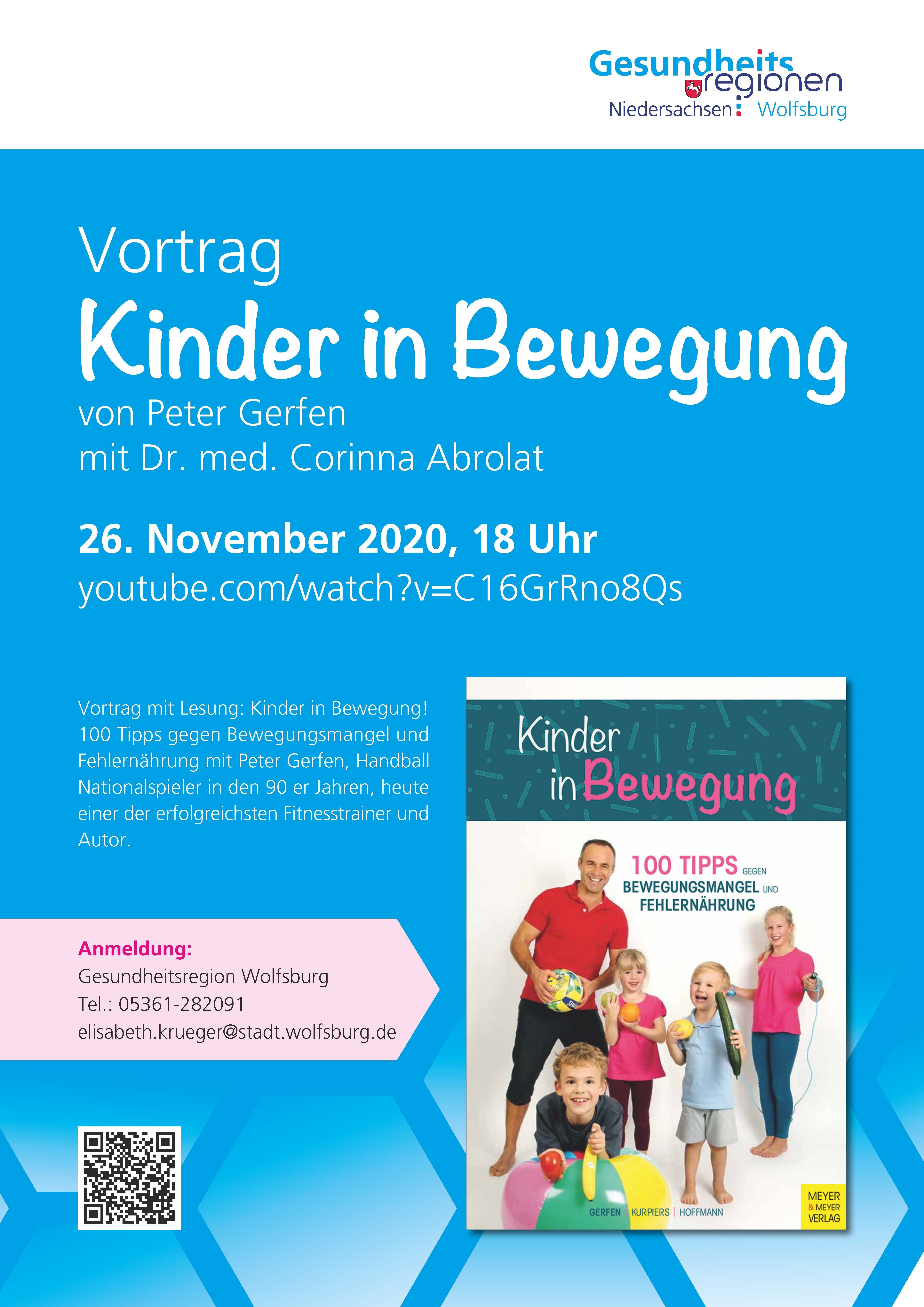 Plakat des Vortrages "Kinder in Bewegung"
