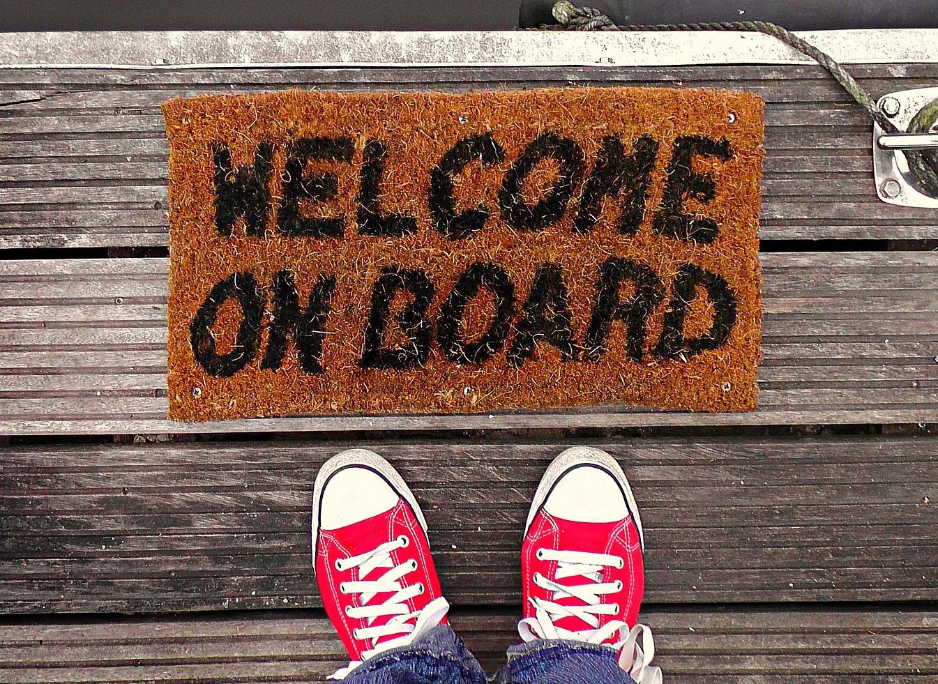 Fußmatte mit Schriftzug "Welcome on board"