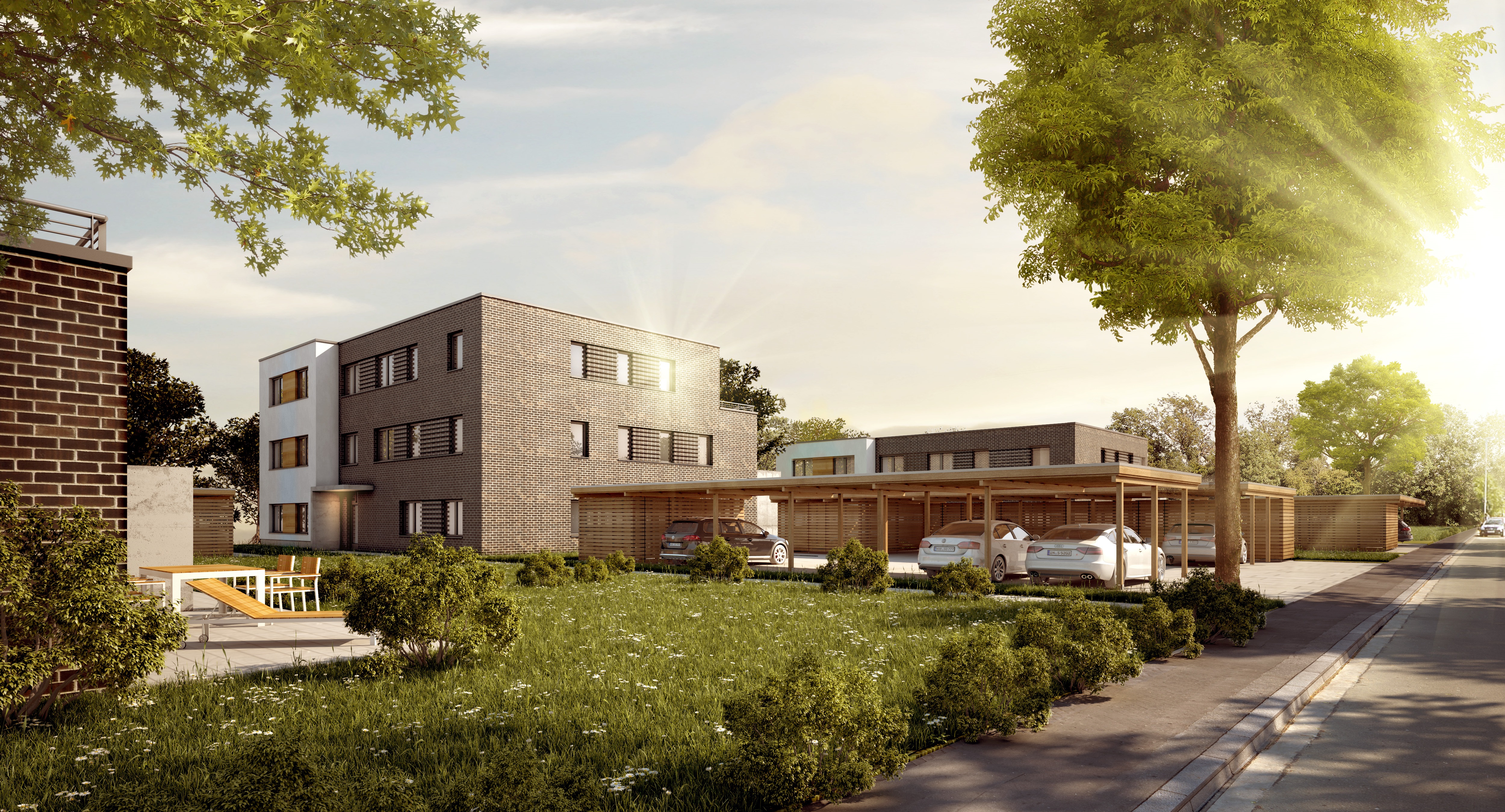 Visualisierung des Wohnprojektes "Wohnen am Schlosspark"