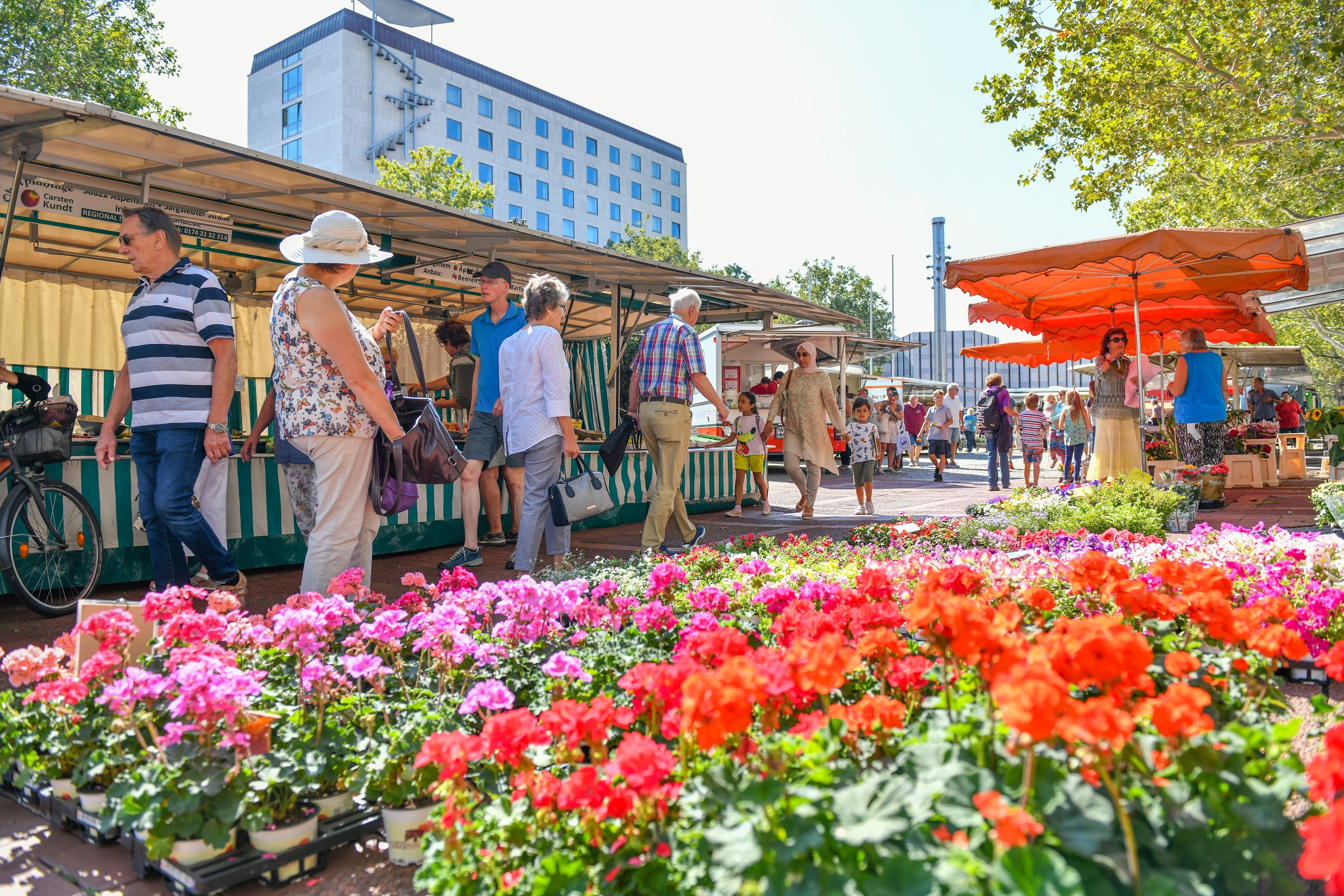 Wochenmarkt auf dem Rathausvorplatz