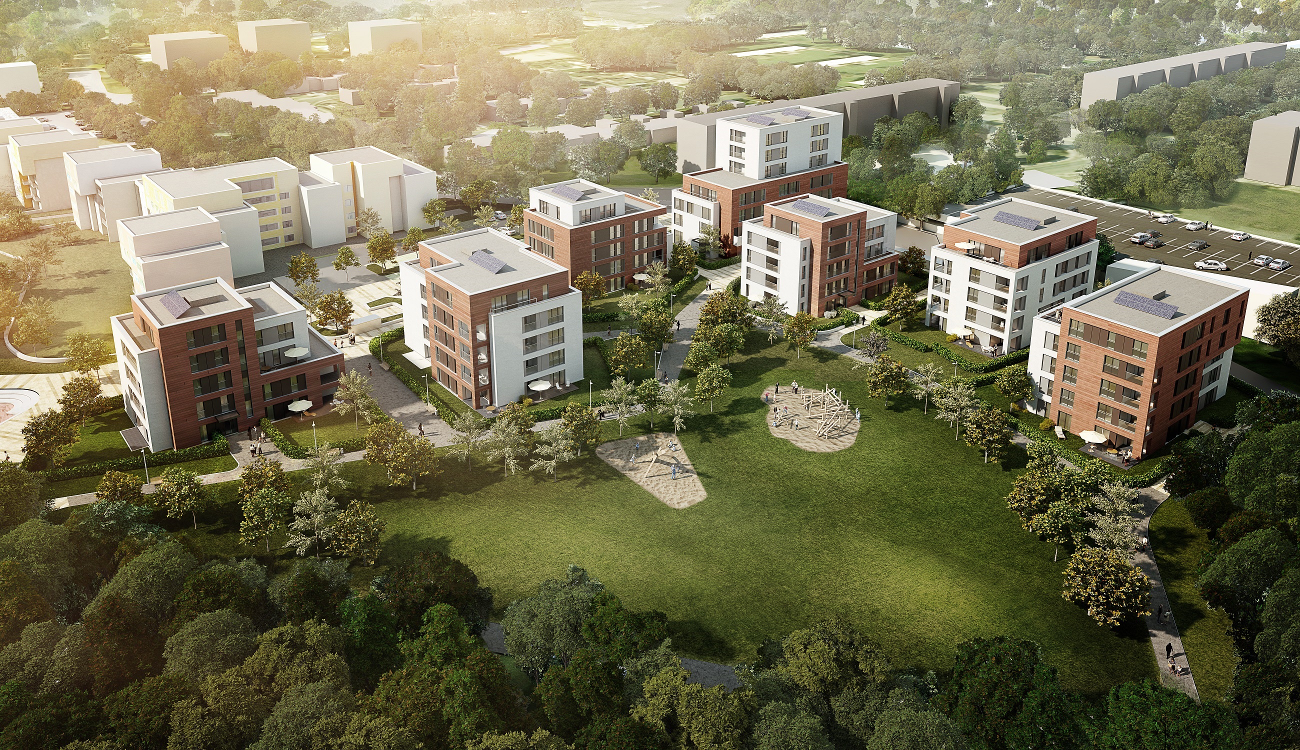 Luftbild des Wohnbauprojektes Neue Burg - 3. Bauabschnitt