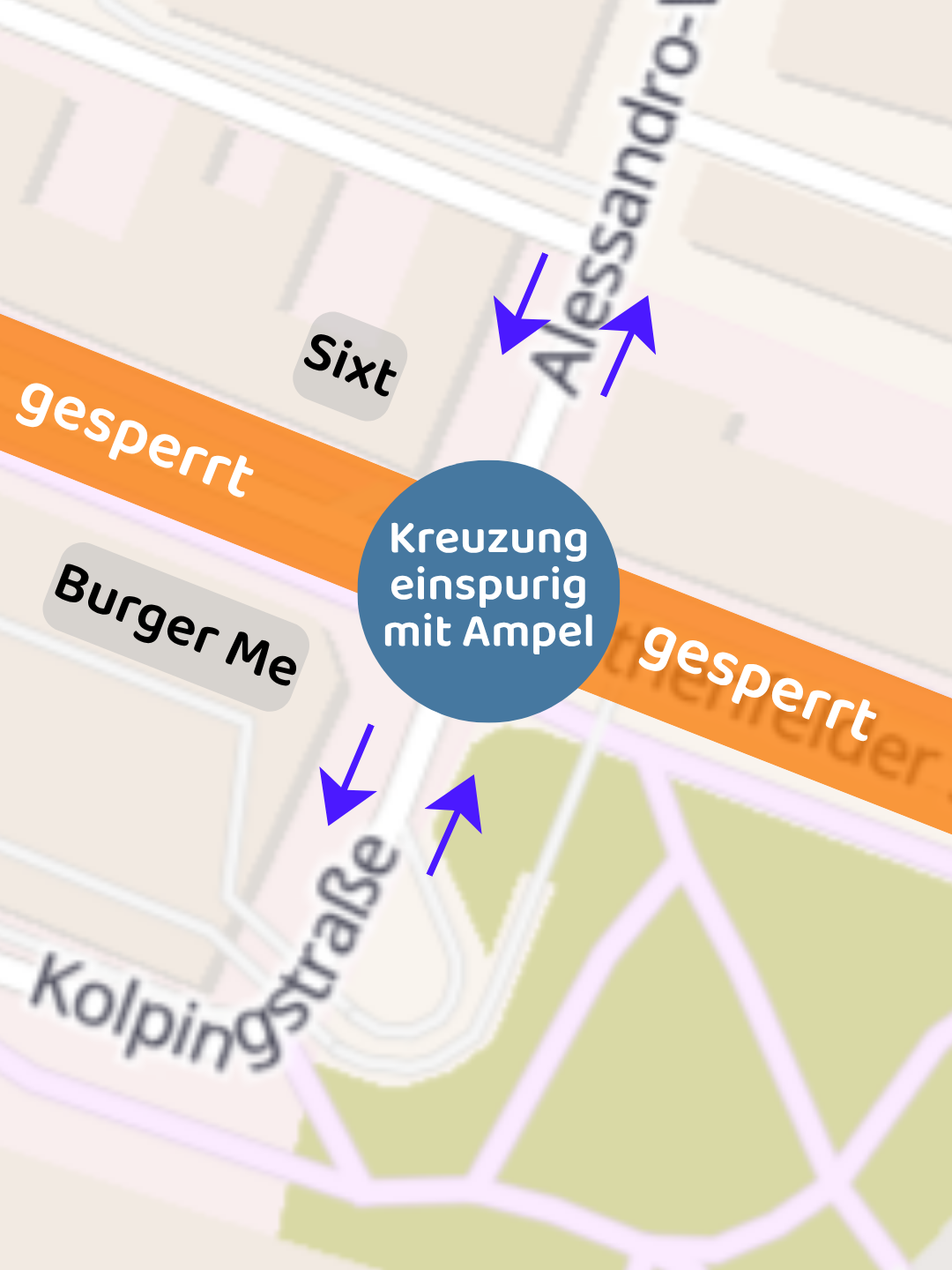 Pending Translation: Lageplan der veränderten Verkehrsführung
