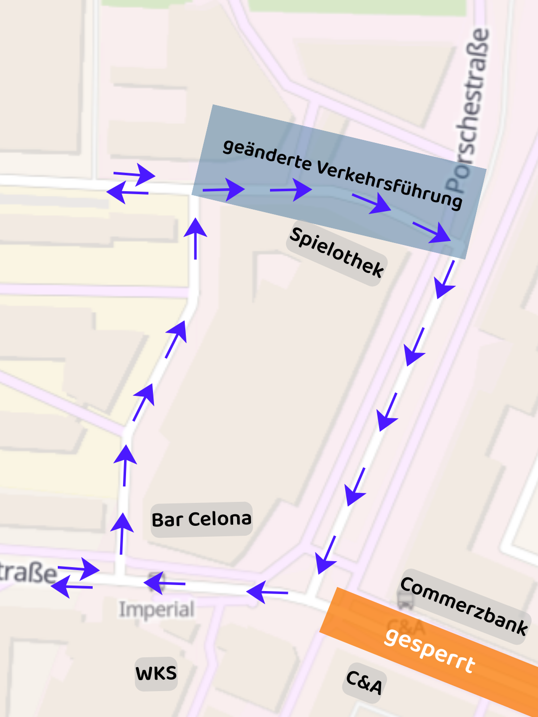 Pending Translation: Lageplan der veränderten Verkehrsführung