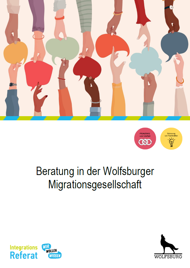 Title page of the brochure "Advice in Wolfsburg's migration society"