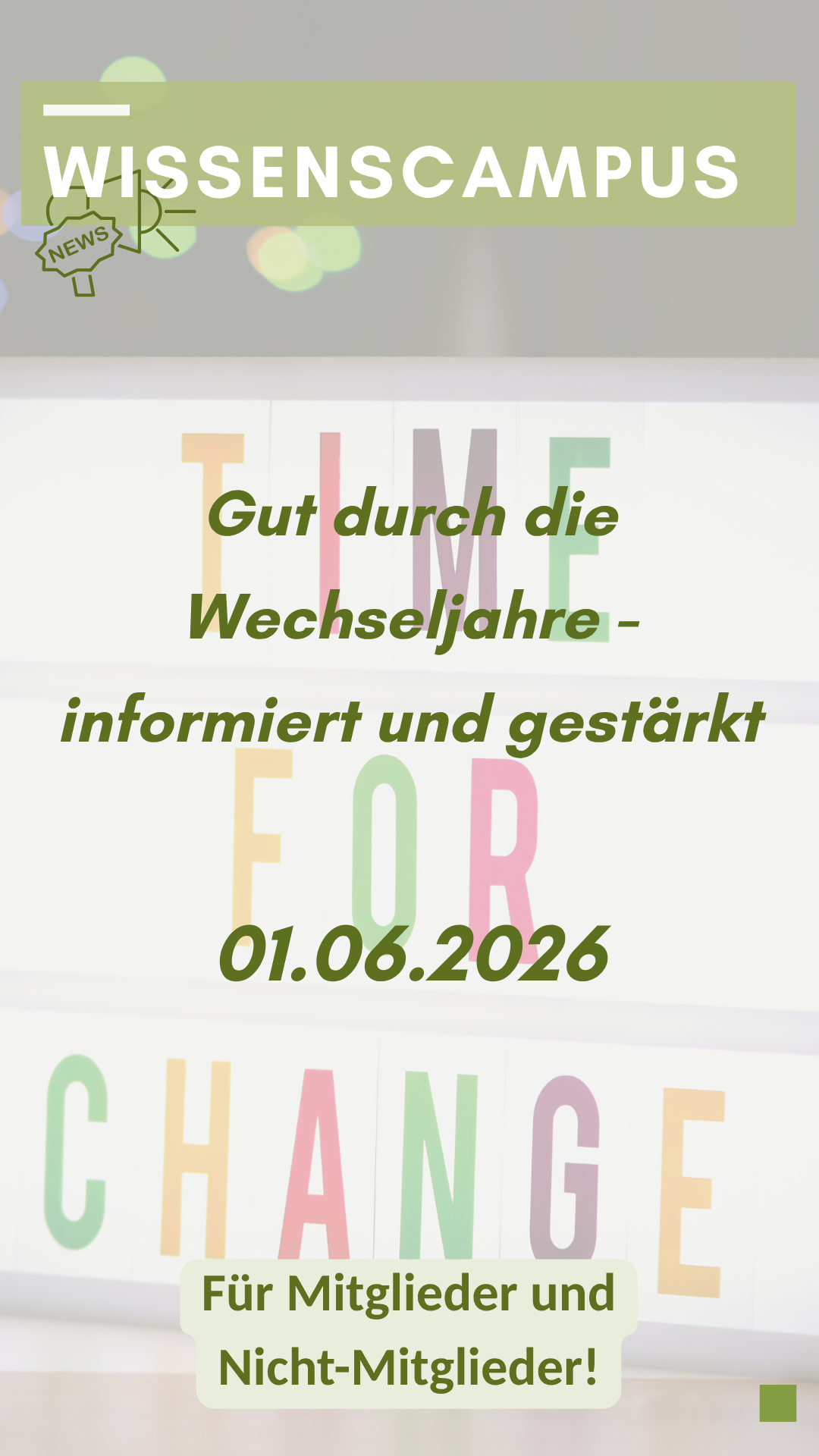 Schmuckbild: Plakat zum Vortrag Wechseljahre