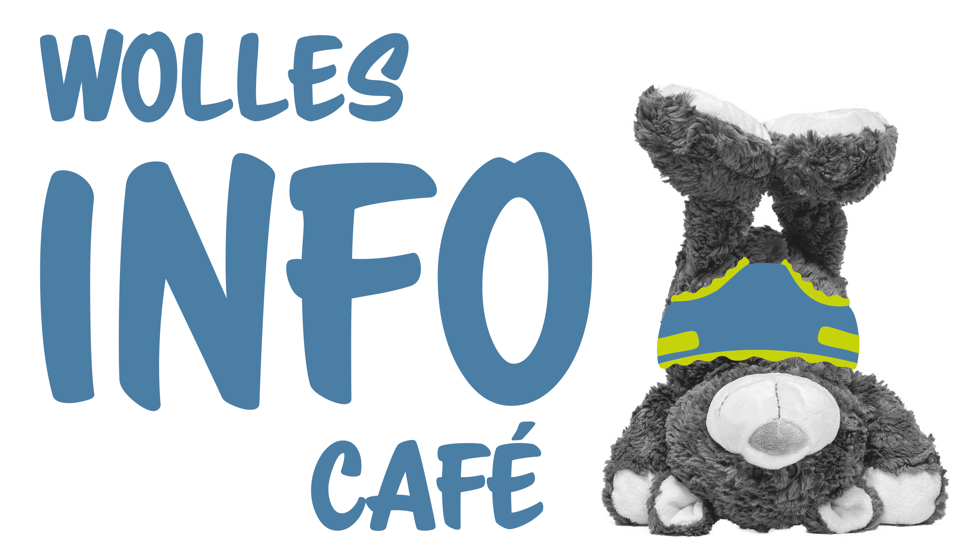 Wolle mit Windel und der Schriftzug Wolles Info Café