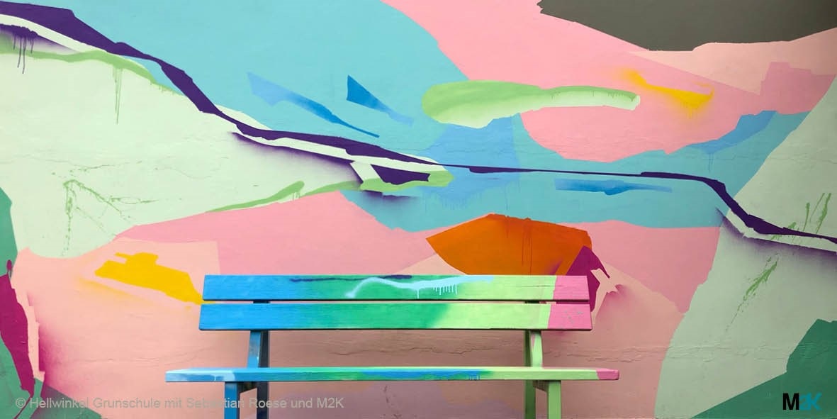 Bench and colorful background 