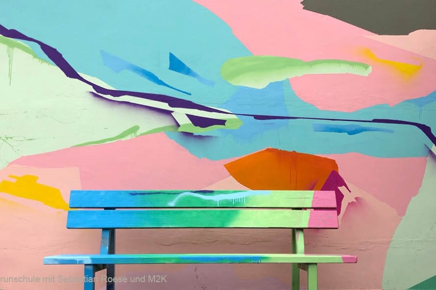 Bench and colorful background