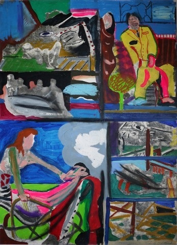 HP Zimmer: FEIERABEND 1969, Aquarell, Kreide, Kohle auf Papier © SPUR Archiv, Berlin/VG Bild-Kunst, Bonn 2014