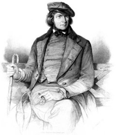 Zeichnung mit Abbild von Hoffmann von Fallersleben