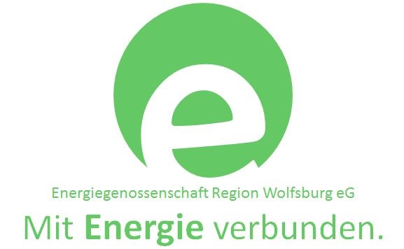 Logo der Energiegenossenschaft Region Wolfsburg eG mit der Aufschrift: Mit Energie verbunden.