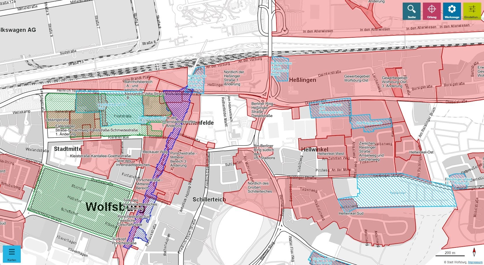 Screenshot des neuen Stadtplans