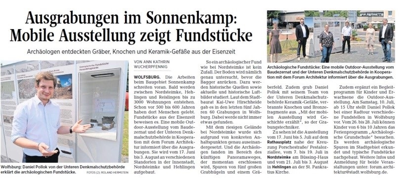 Zeitungsbericht Ausgrabungen im Sonnenkamp