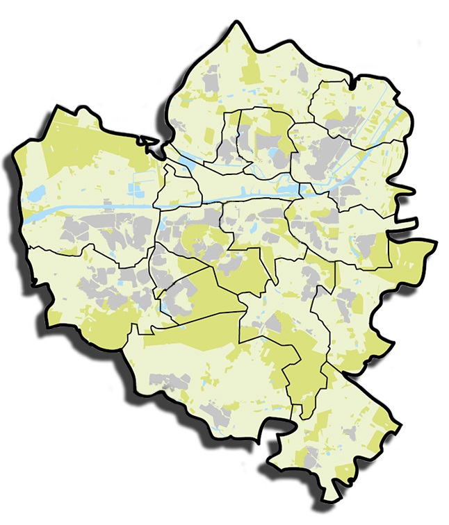 Overview map of the city and districts of Wolfsburg