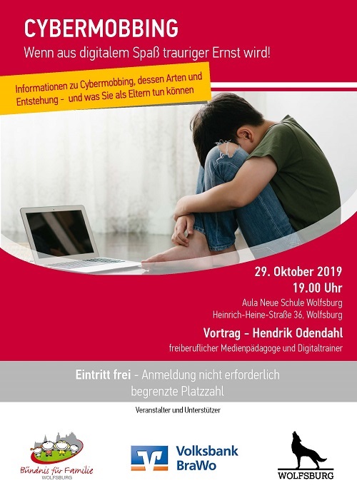 Plakat zur Veranstaltung "CYBERMOBBING - Wenn aus digitalem Spaß trauriger Ernst wird!"