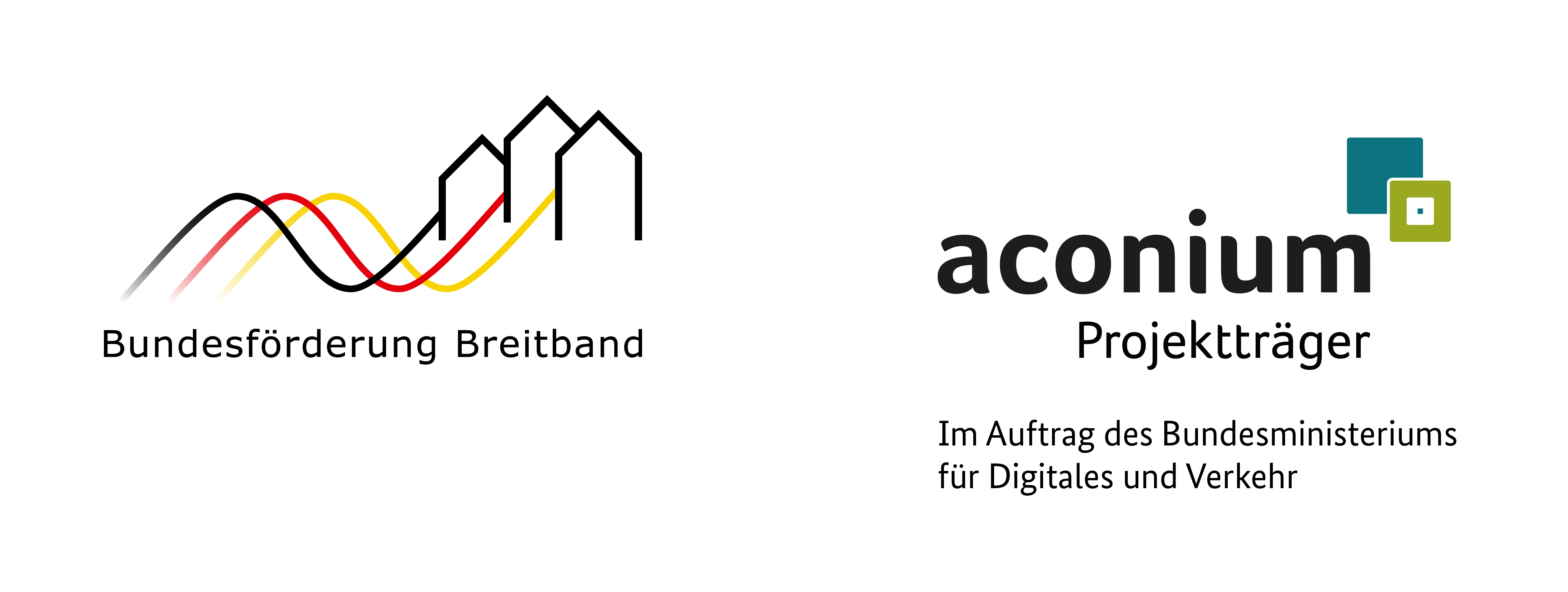Logo der Bundesförderung Breitband und des Projektträgers Aconium