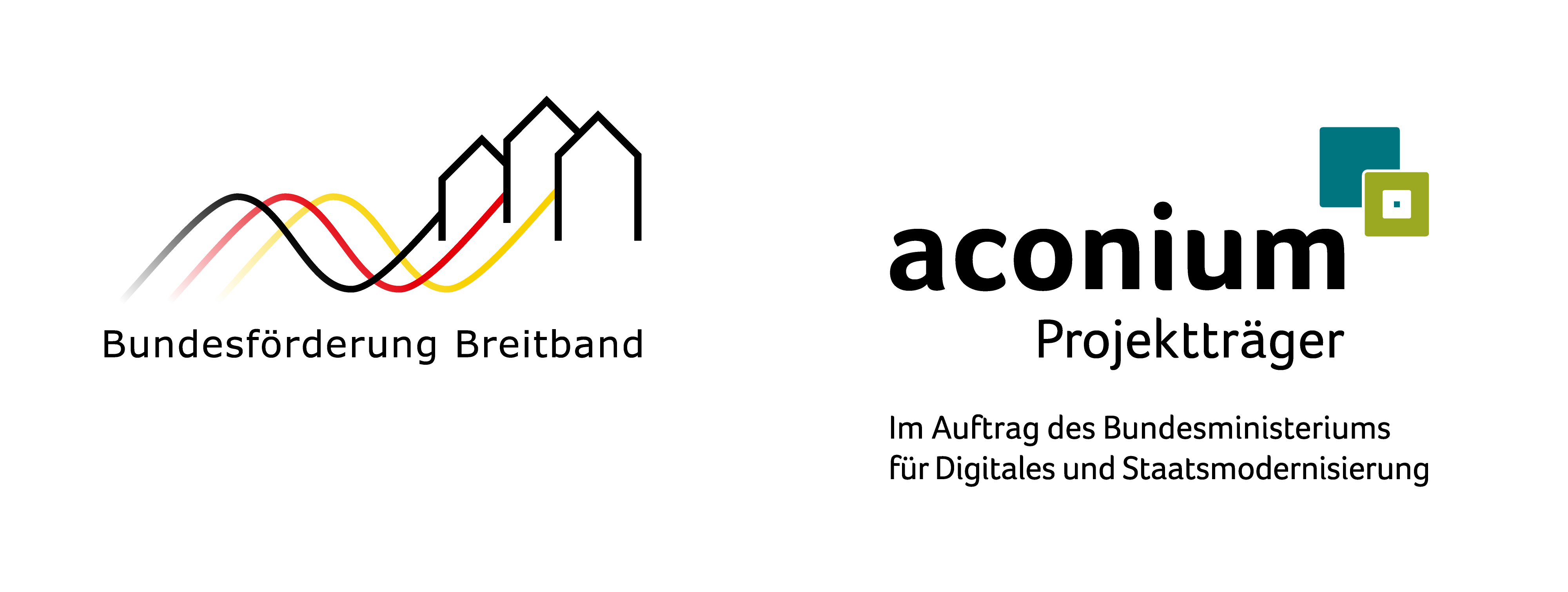 Logo der Bundesförderung Breitband und des Projektträgers Aconium