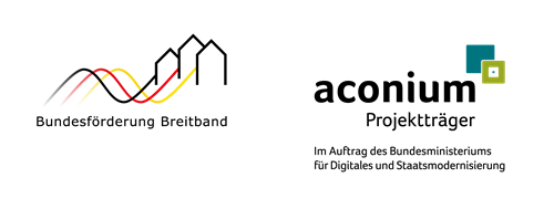 Logo der Bundesförderung Breitband und des Projektträgers Aconium