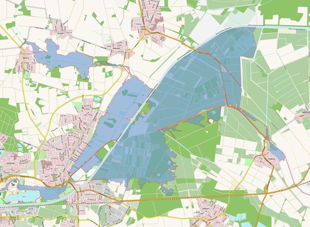 Kartenausschnitt mit Überschwemmungsgebiet im Zuge der Aller
