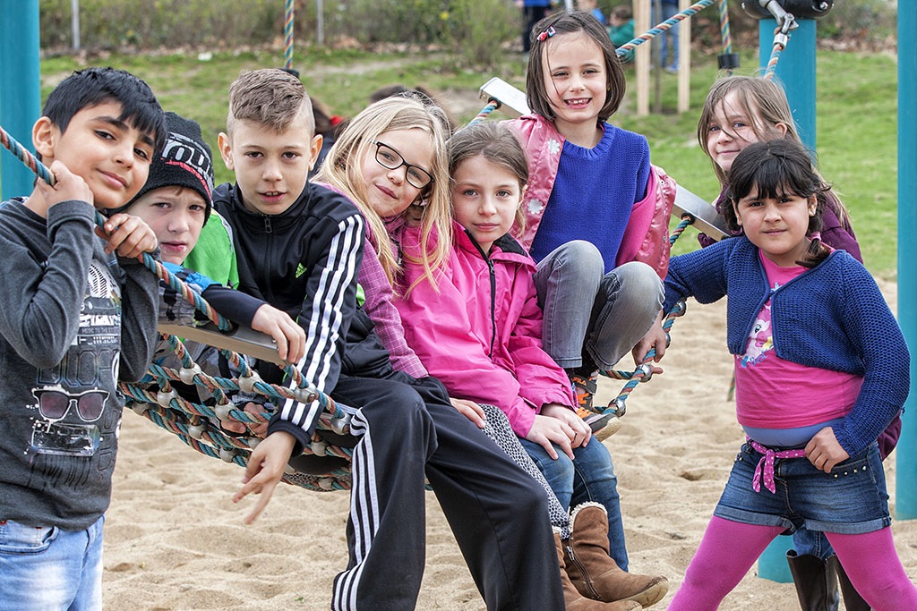 Children on a swing