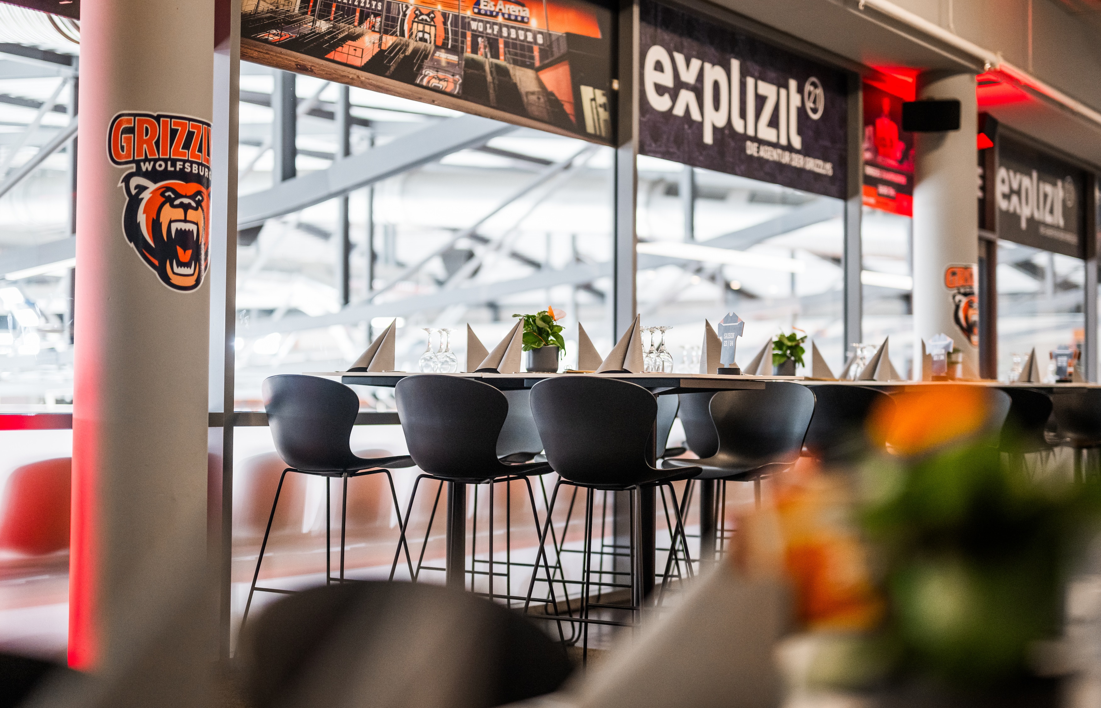 View into the VIP area of the ice arena