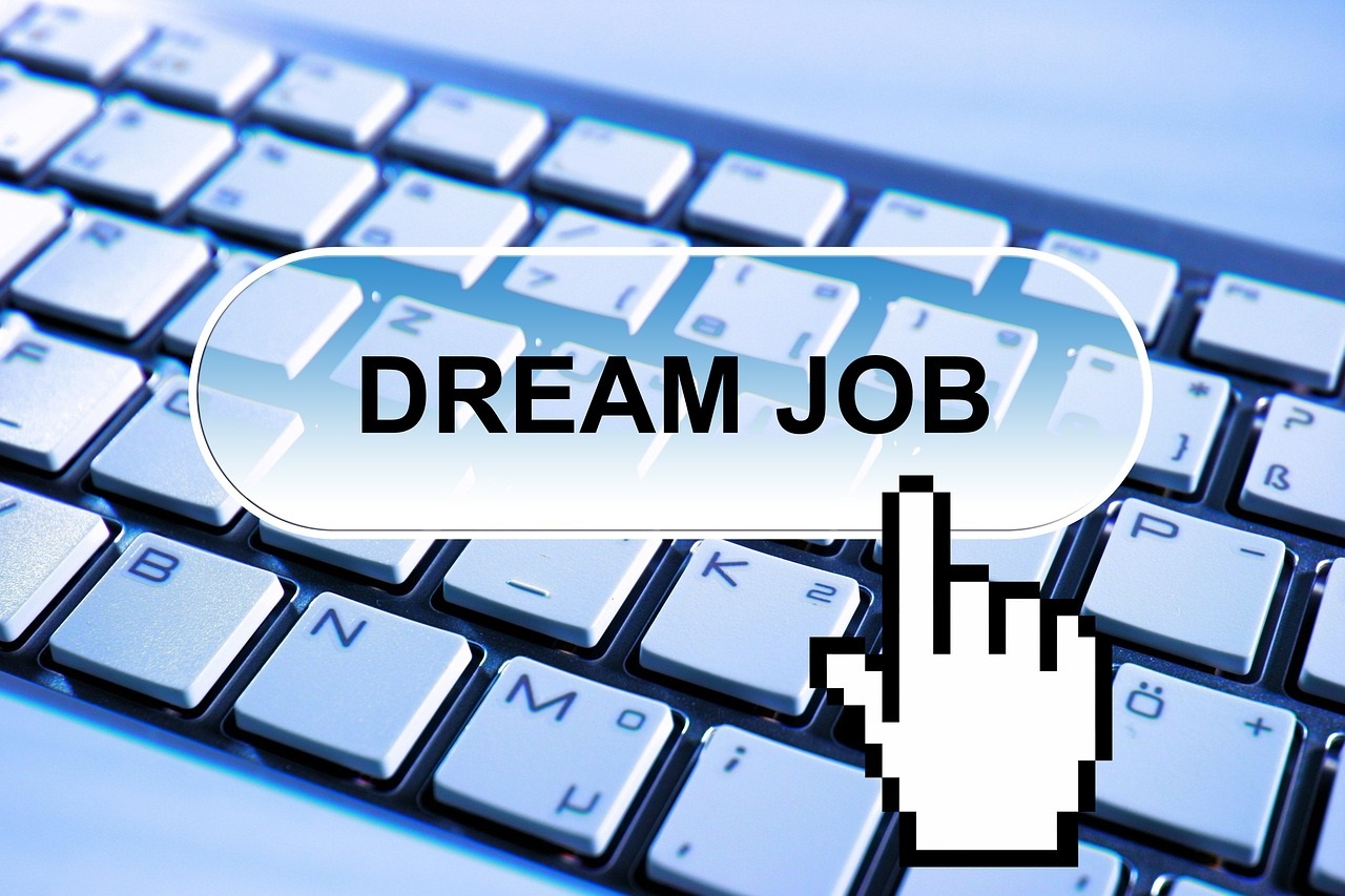 Tastatur und der Schriftzug "Dream Job"