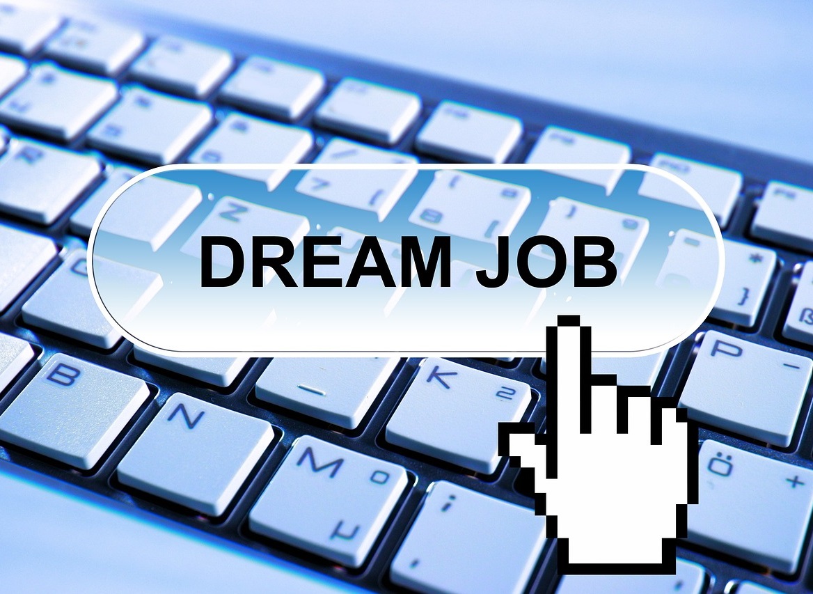 Tastatur und der Schriftzug "Dream Job"