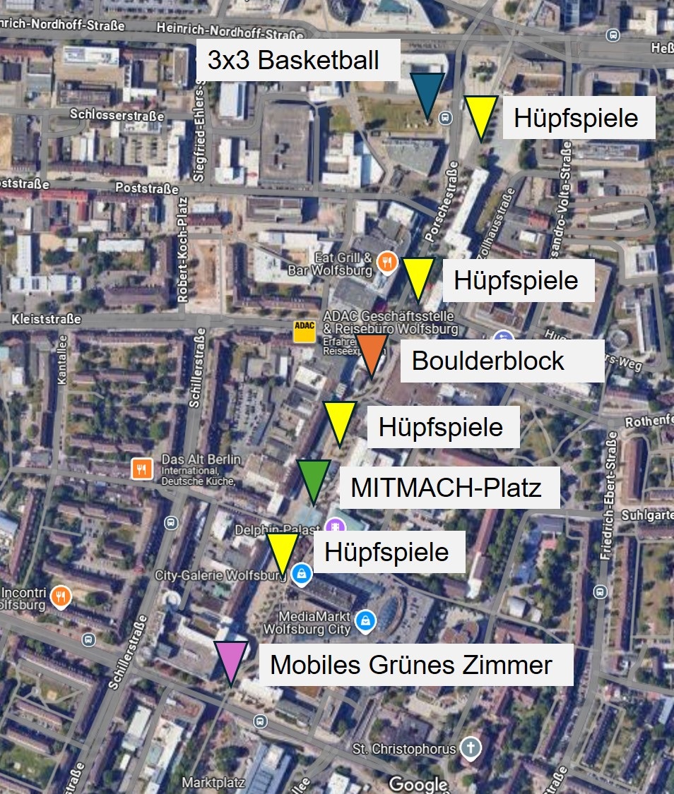 Übersichtskarte mit den Maßnahmen zum Sofortprogramm Innenstadt