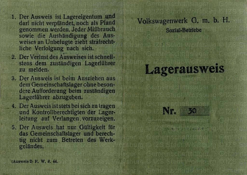 Außenseite des Lagerausweises Nr. 30 aus StadtA Wob, S 21