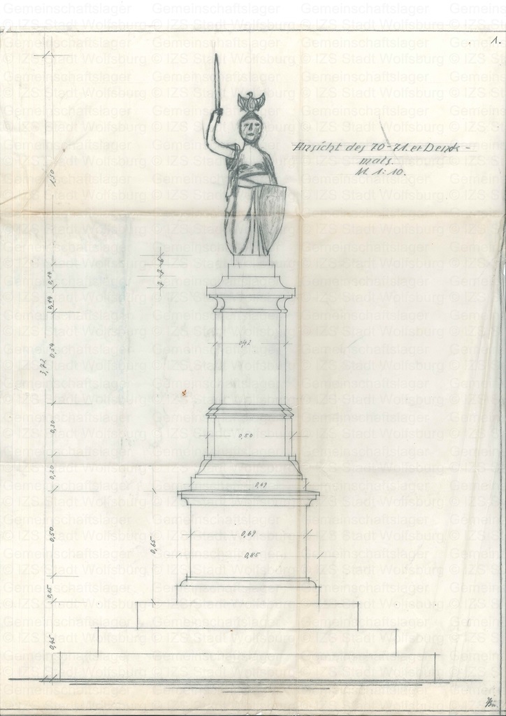 Abbildung 2 Skizze zum neuen Denkmalssockel April 1932