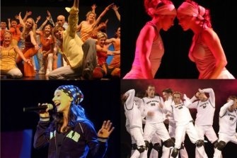 Eine Collage mit Szenen aus Auftritten des Tanzenden Theaters