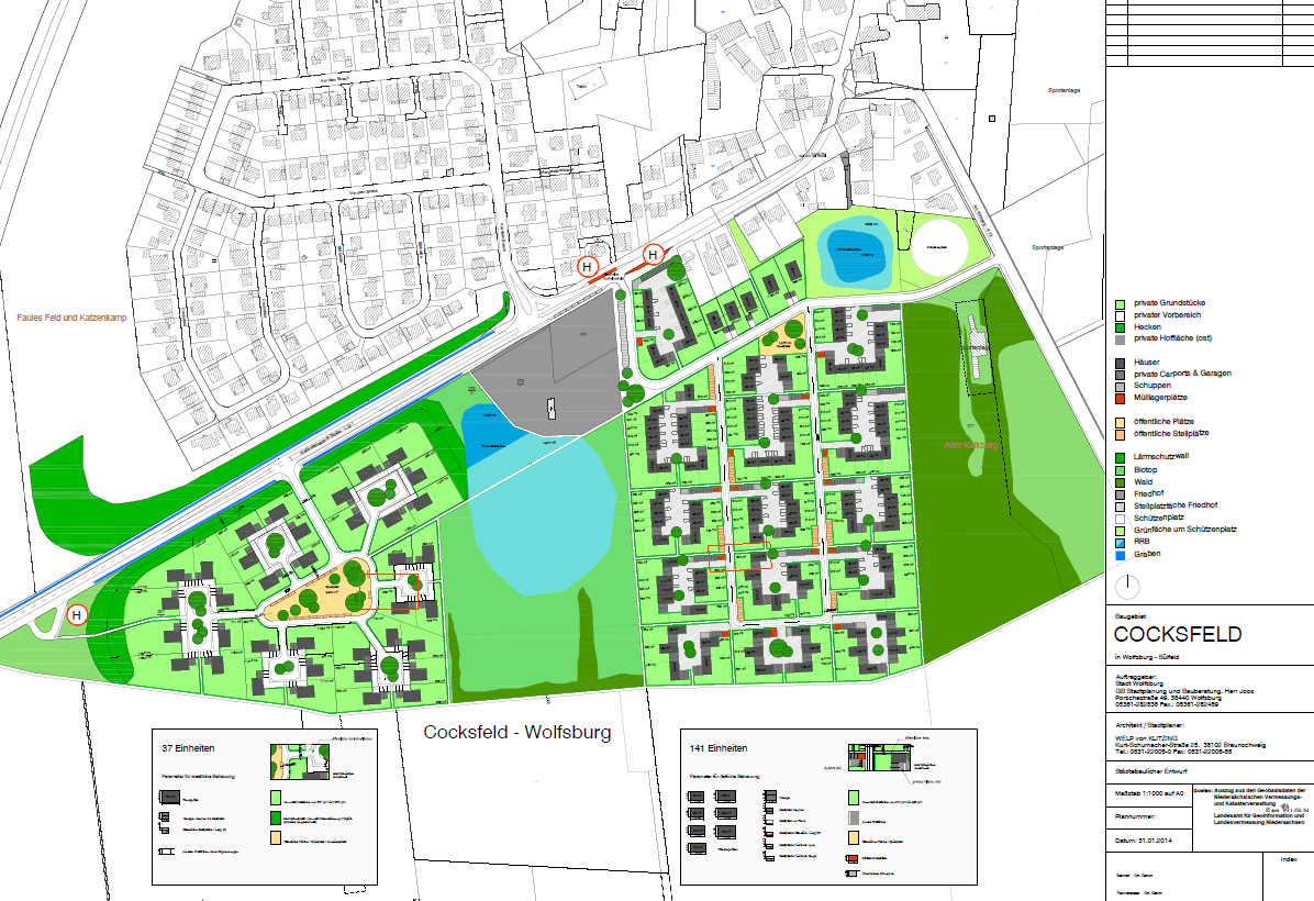 Vorläufige Planungsskizze für das potentielle Baugebiet Cocksfeld