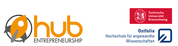 Logos von Hub Entreprenuership der TU Braunschweig und der Ostfalia
