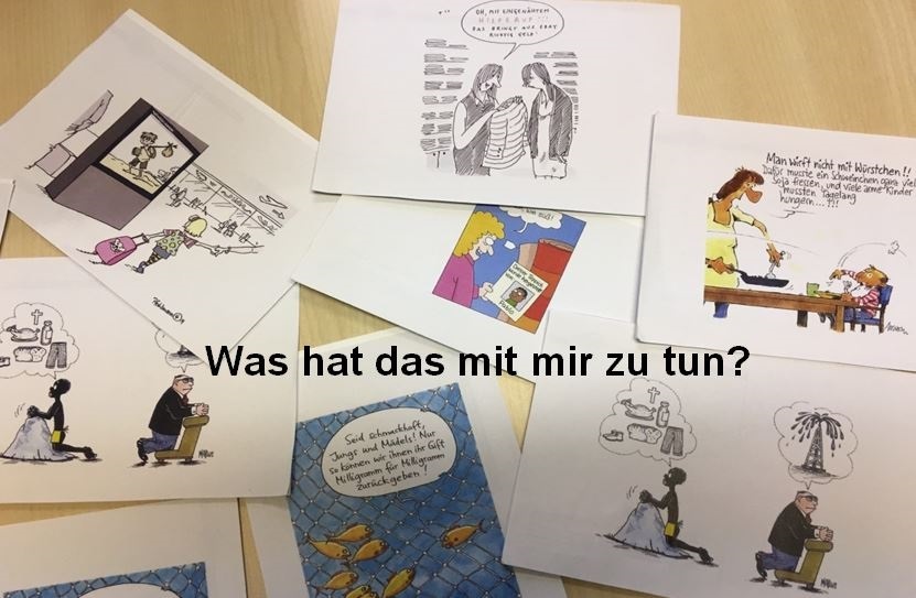 Forum Entwicklungszusammenarbeit mit der Aufschrift "Was hat das mit mir zu tun?"