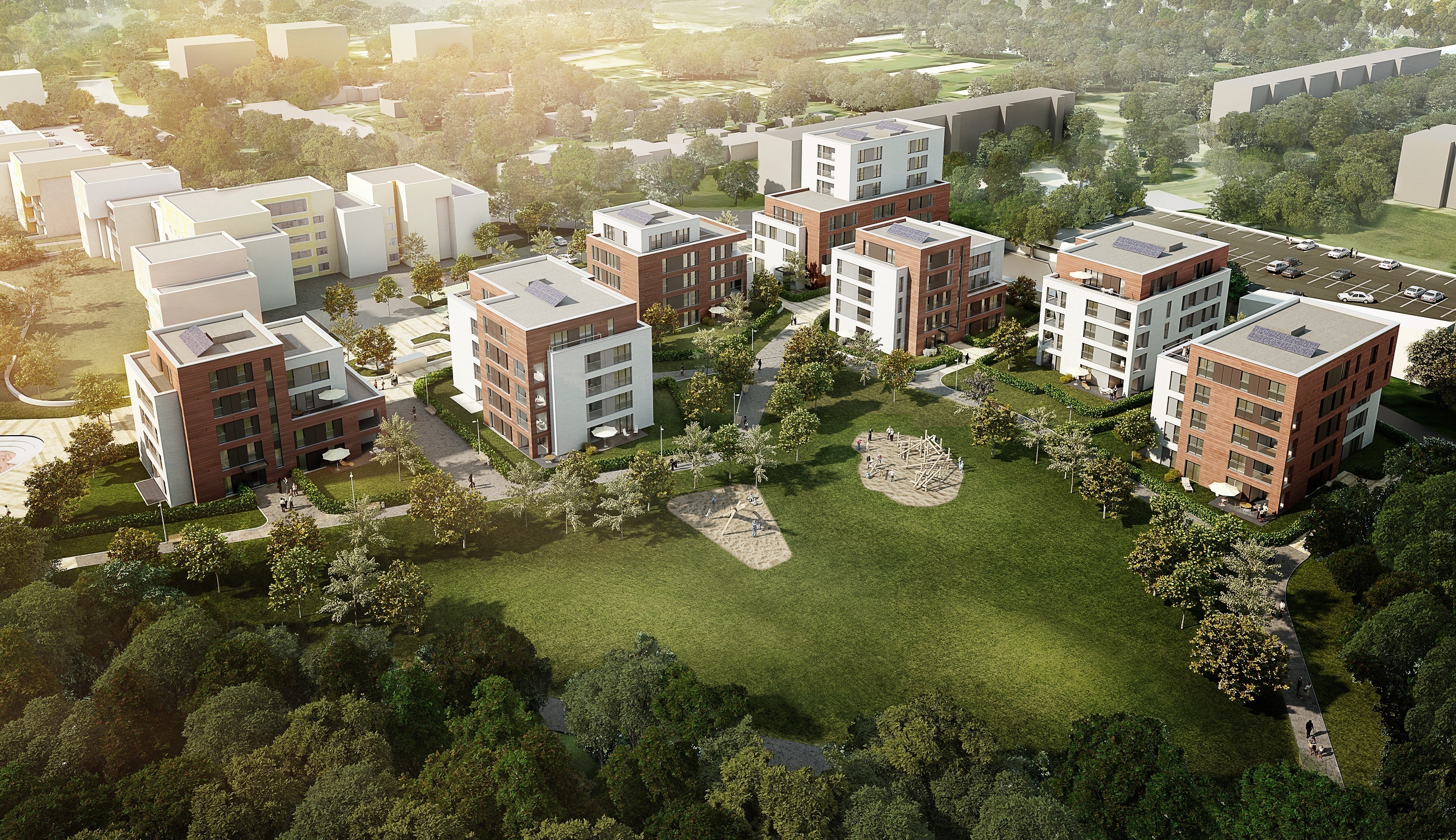 Luftbild des Wohnbauprojektes Neue Burg - 3. Bauabschnitt