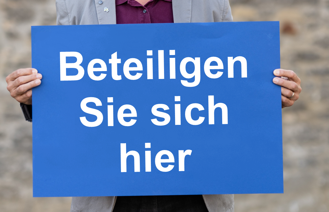 Der Schriftzug "Beteiligen Sie sich hier"